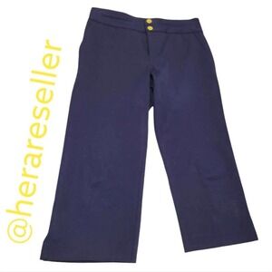 Lauren Ralph Lauren Size 6 Crop Navy Blue Wide Trousers